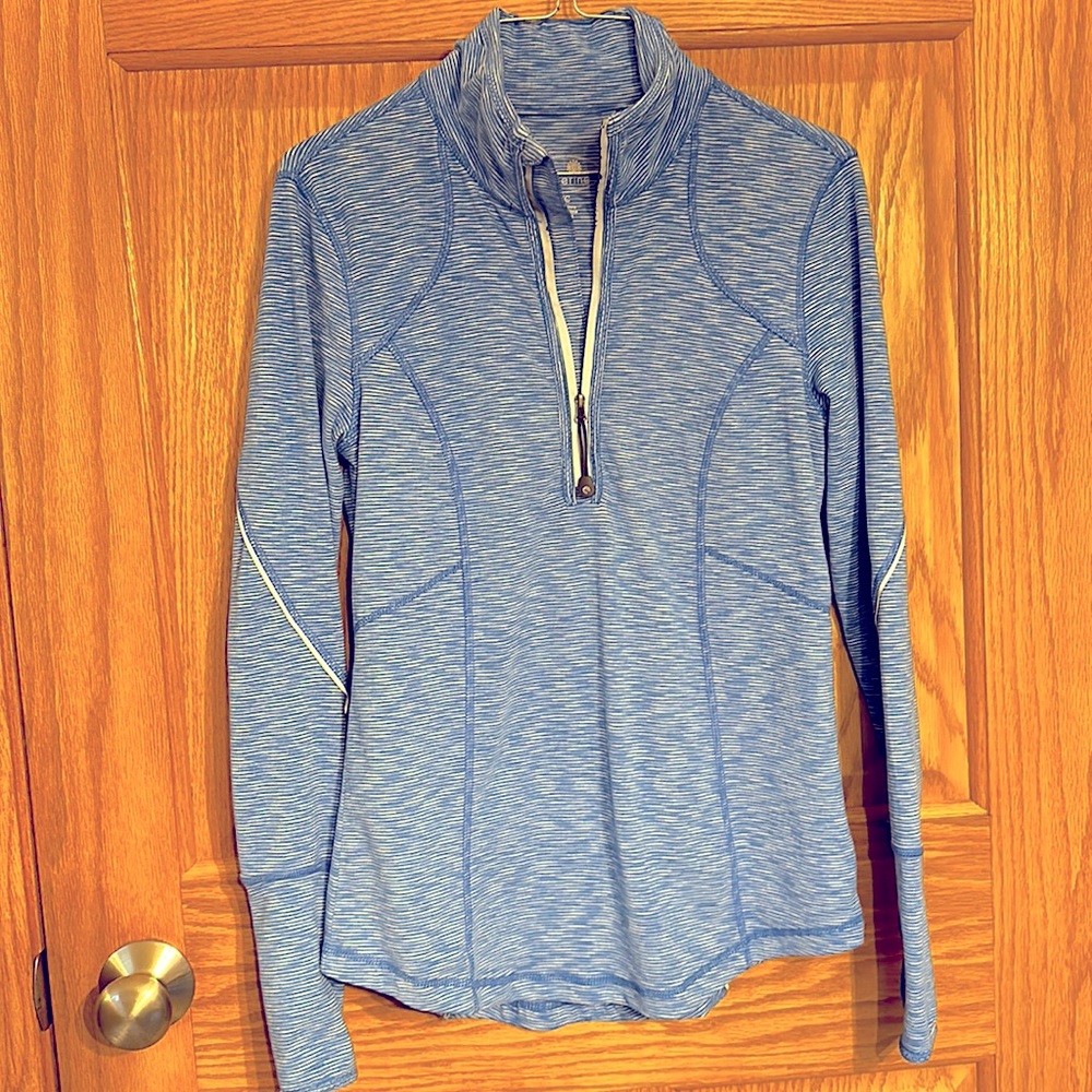 Tangerine Quarter Zip Royal Stripe Top S